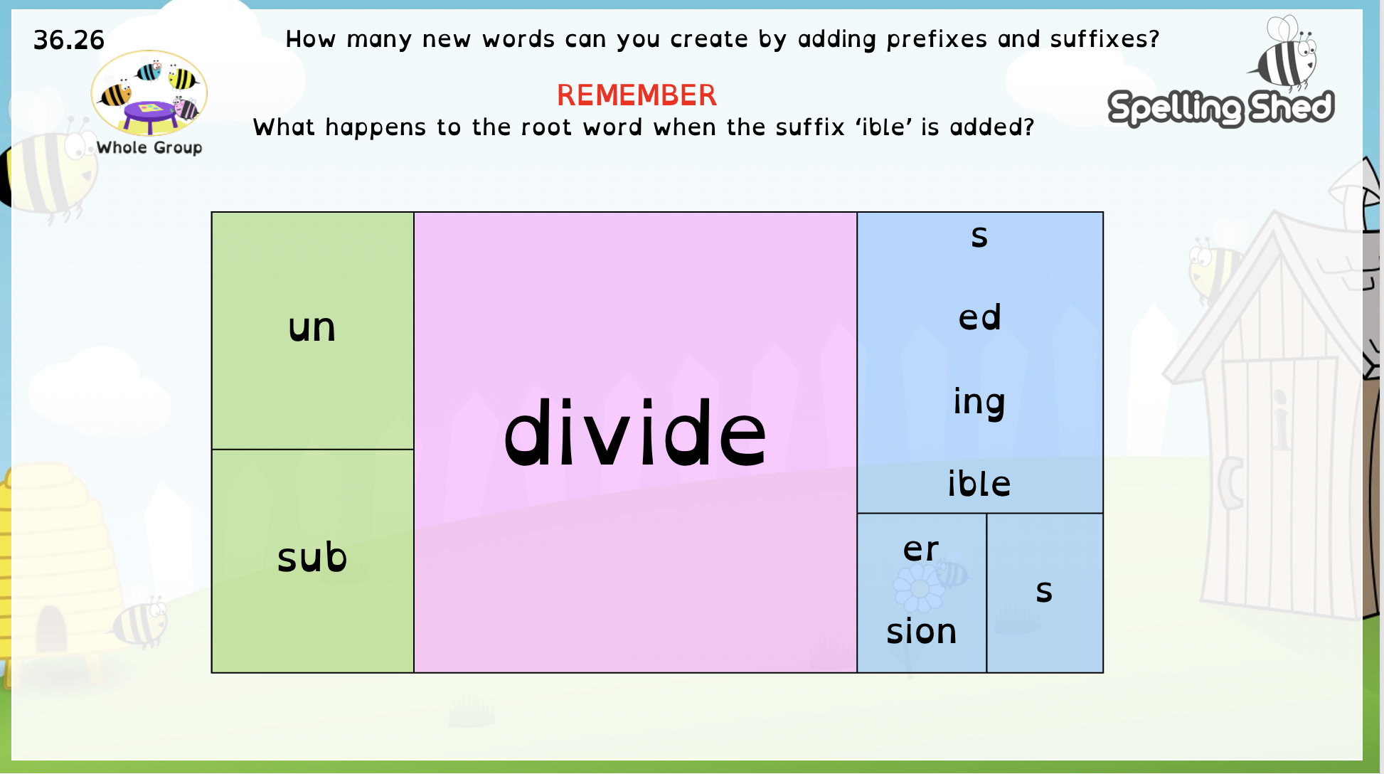 Spelling shed scheme